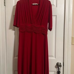 Evan Picone Deep Red Midi Dress